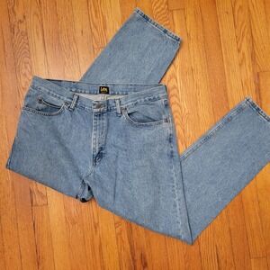 Lee Regular Fit Blue Jeans 40x32 Light Wash Denim Casual Pants Work Chores